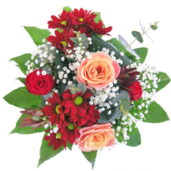 This eye-catching arrangement from Creekmouth blends traditional love with modern charm. Intense, rich reds from velvety chrysanthemums and tight rosebuds form a passionate wreath around the bouquet's heart, where creamy apricot roses add a warm, soothing luminosity reminiscent of Thames-side sunsets. Lacy clusters of crisp white gypsophila weave throughout, echoing the clouds drifting over Barking Creek, while providing an elegant, airy counterpoint to the vibrant blossoms. The bouquet is anchored in a pristine, clear glass vase-each stem artfully displayed to highlight Creekmouth florists' meticulous craftsmanship. The interplay of contrasting textures-soft petals, sturdy greenery, and delicate gypsophila-invites a tactile connection, reflecting both the comfort of a familiar embrace and the refined skill of local hands. Whether used to celebrate a new beginning, commemorate an anniversary, or grace a dinner table in Creekmouth, this bouquet fuses heartfelt intention and visual splendour into a lasting expression of affection and community spirit, thoughtfully arranged by those who know the area best.